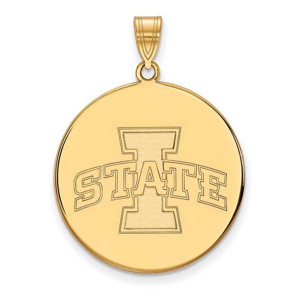 14k Yellow Gold Iowa State XL Disc Pendant
